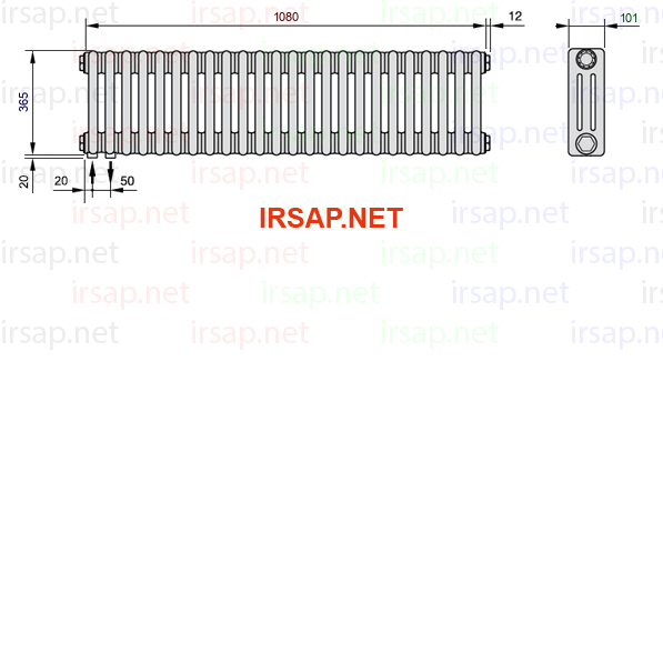 чертеж радиатора Irsap Tesi 30365-2430365-24-18-01